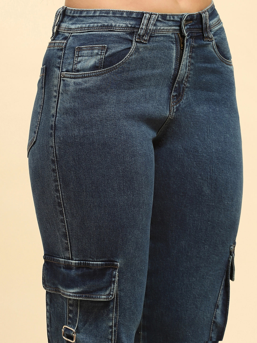 Solid Cotton Blend Straight Fit Cargo - Global Republic