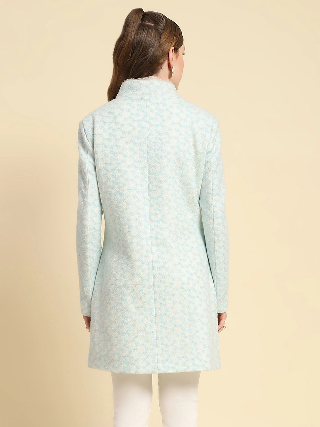 Sky Floral Embroidered Acrylic Coat - Global Republic