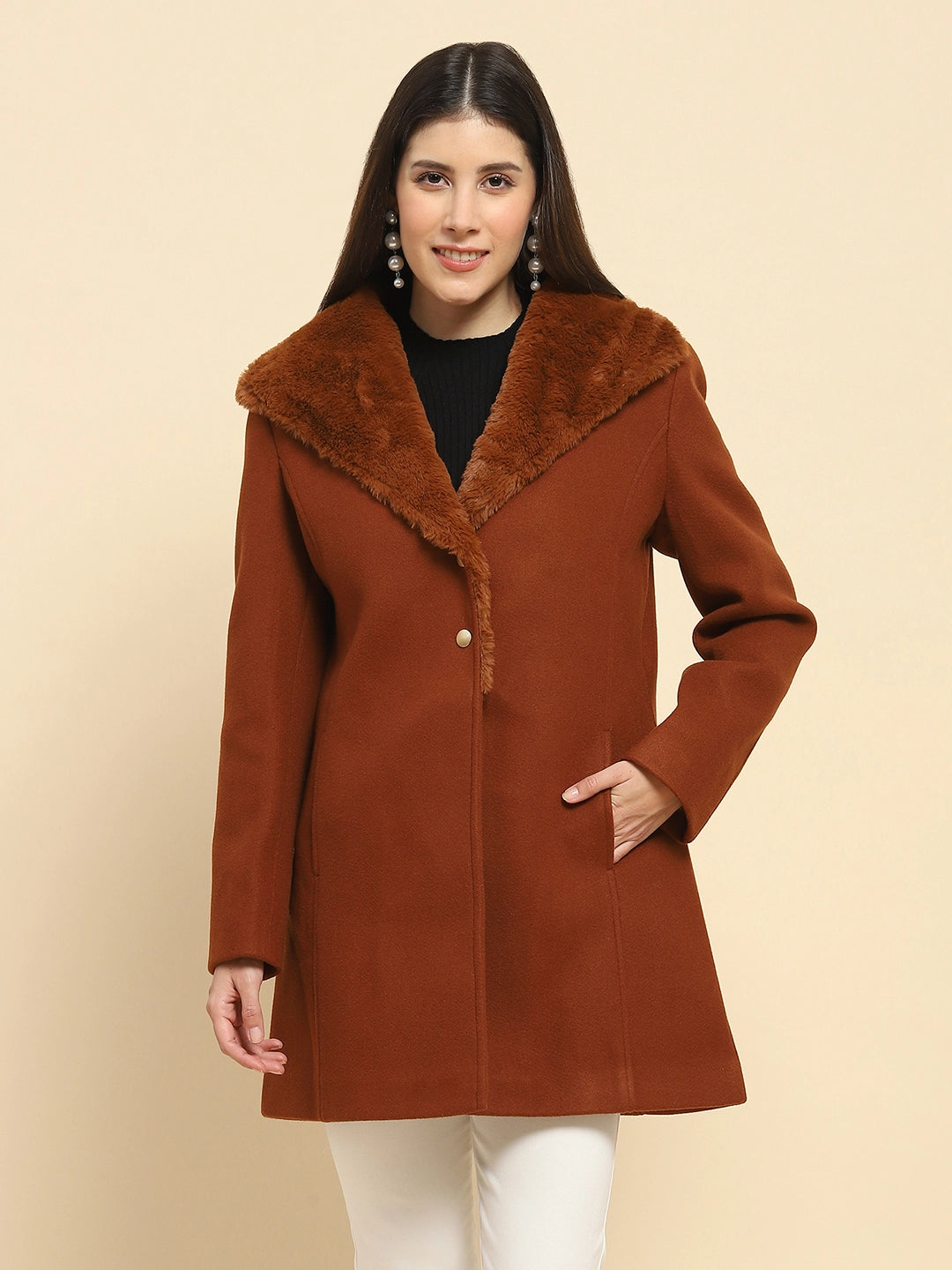 Brown Long Coat For Winter - Global Republic