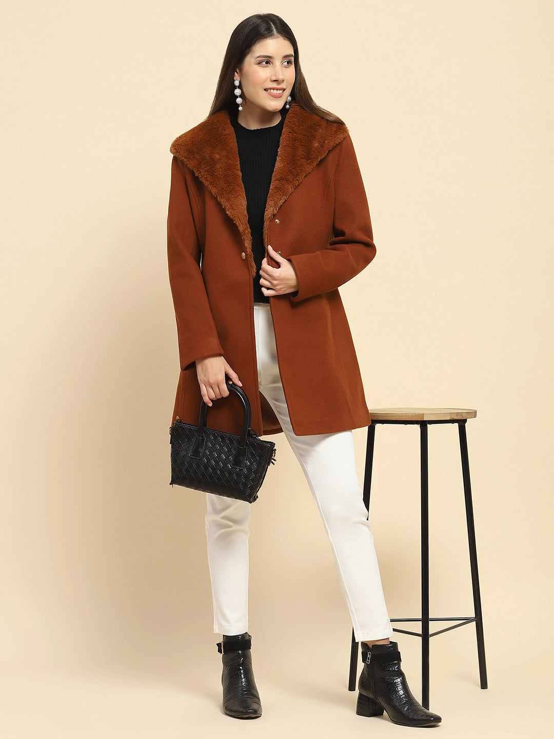 Brown Long Coat For Winter - Global Republic