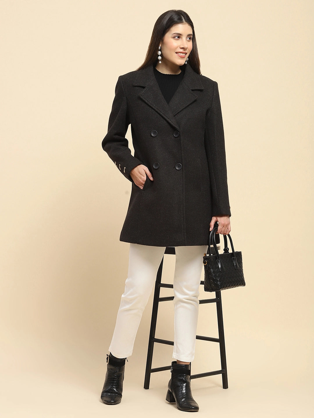 Black Winter Long Coat - Global Republic