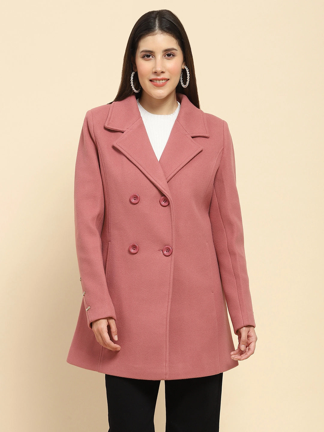 Pink Long Coat For Winter - Global Republic