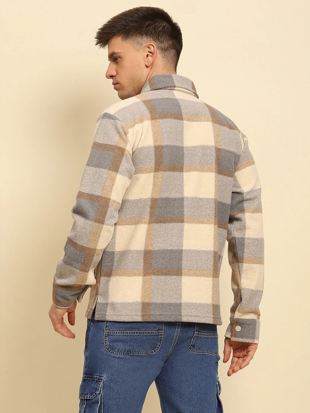 Fawn Checkered Relaxed Fit Shacket - Global Republic