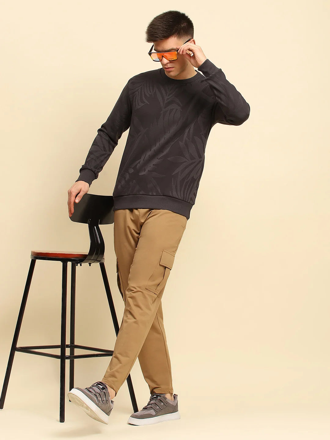 Grey Textured Sweatshirt - Global Republic