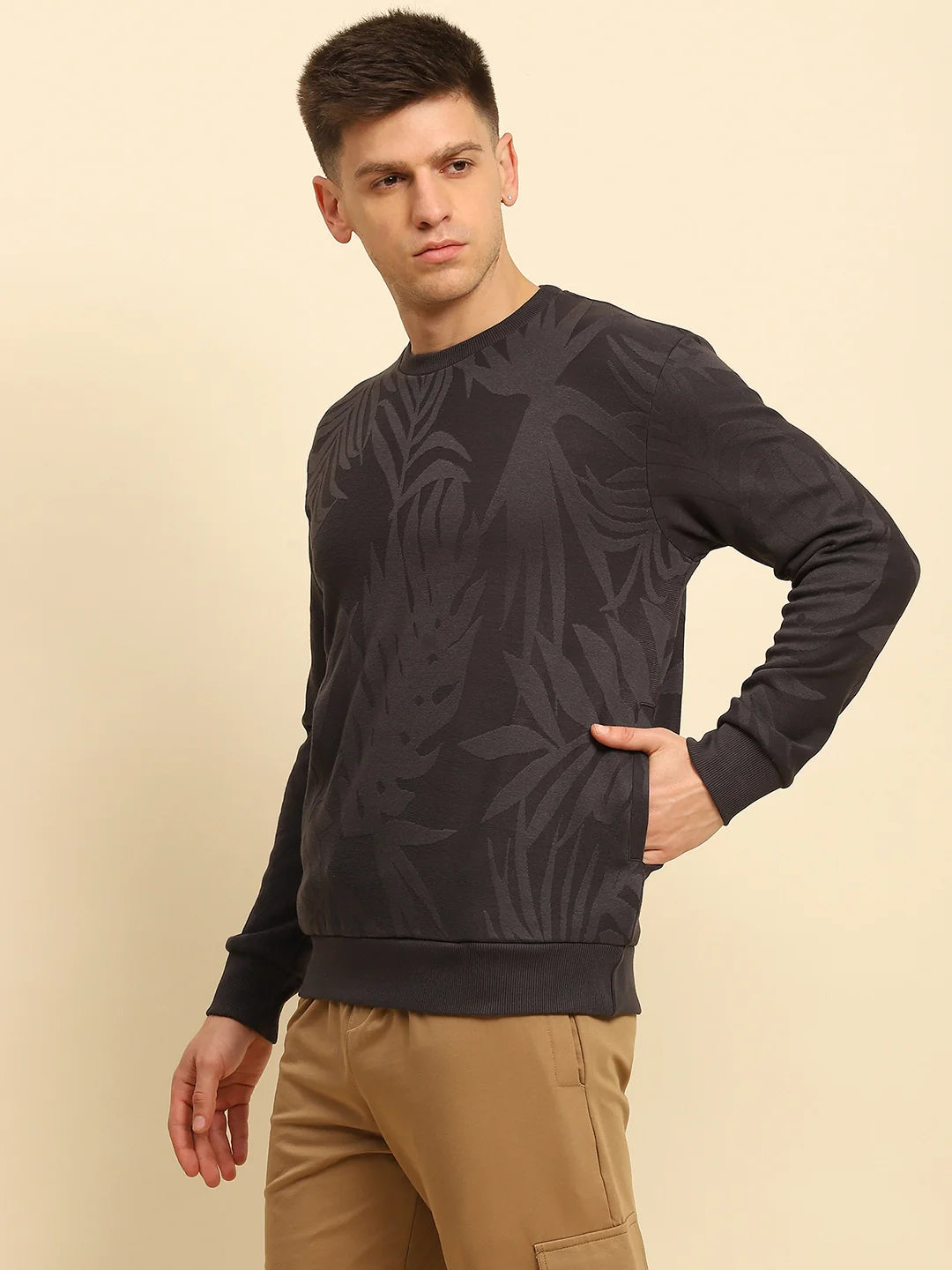 Grey Textured Sweatshirt - Global Republic