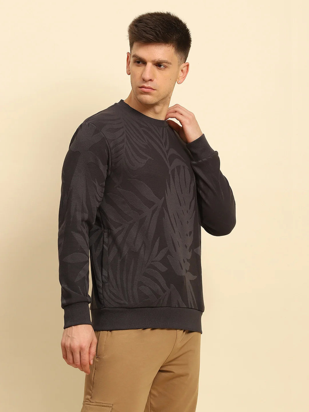 Grey Textured Sweatshirt - Global Republic