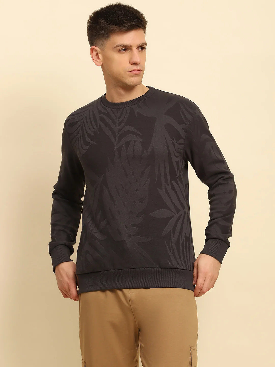 Grey Textured Sweatshirt - Global Republic