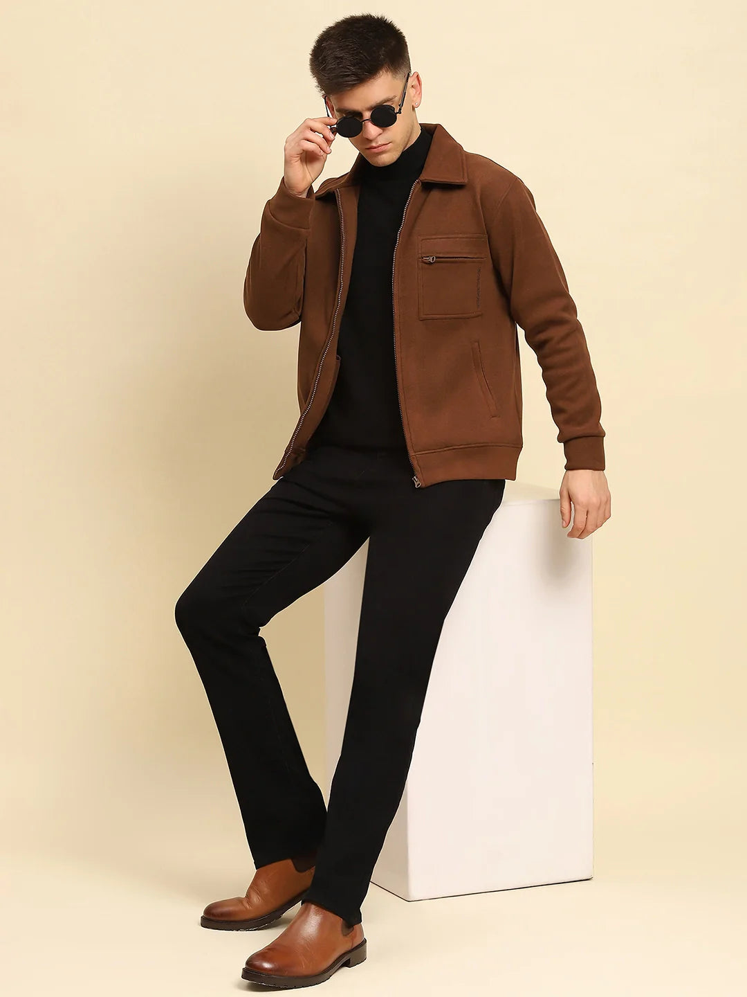 Coffee Solid Jacket - Global Republic