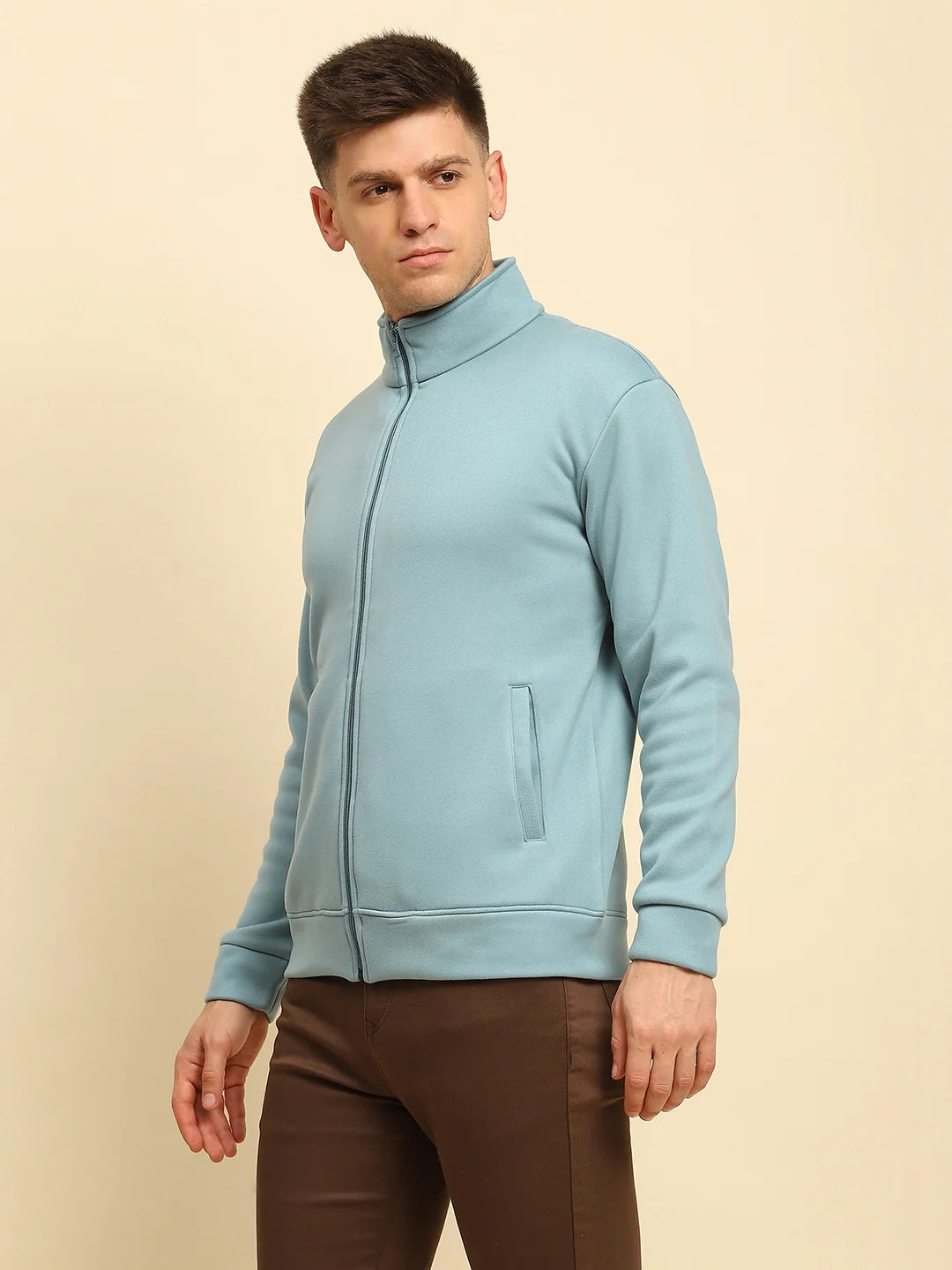 Blue Ploy Blend Solid Sweatshirt - Global Republic