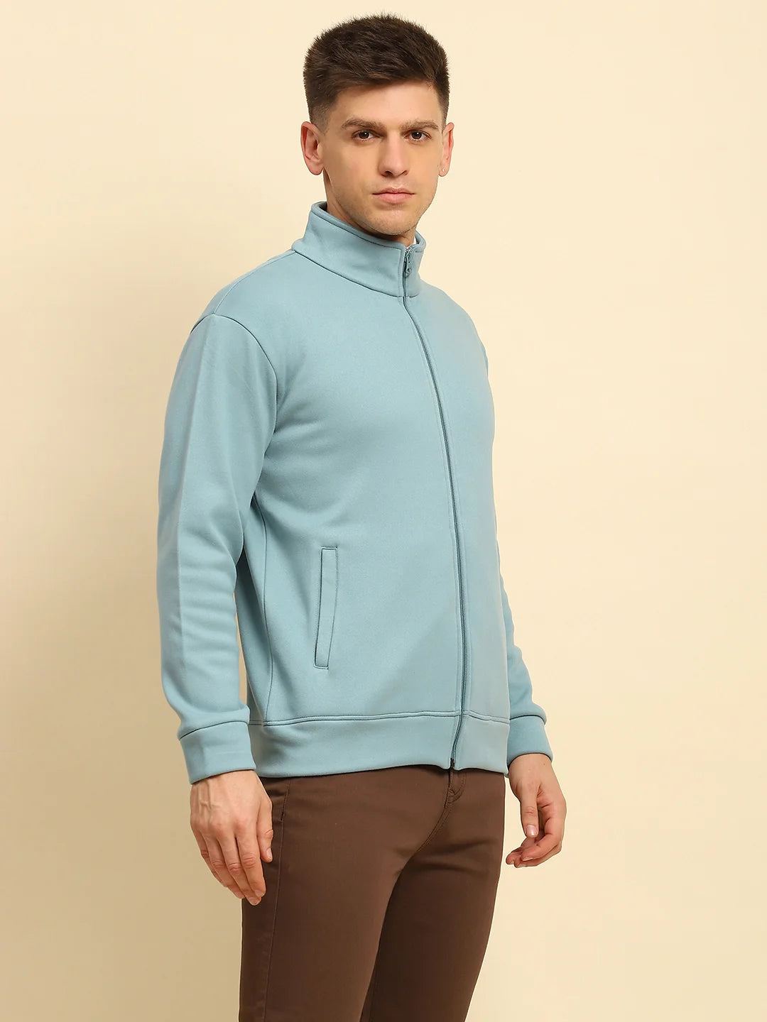 Blue Ploy Blend Solid Sweatshirt - Global Republic