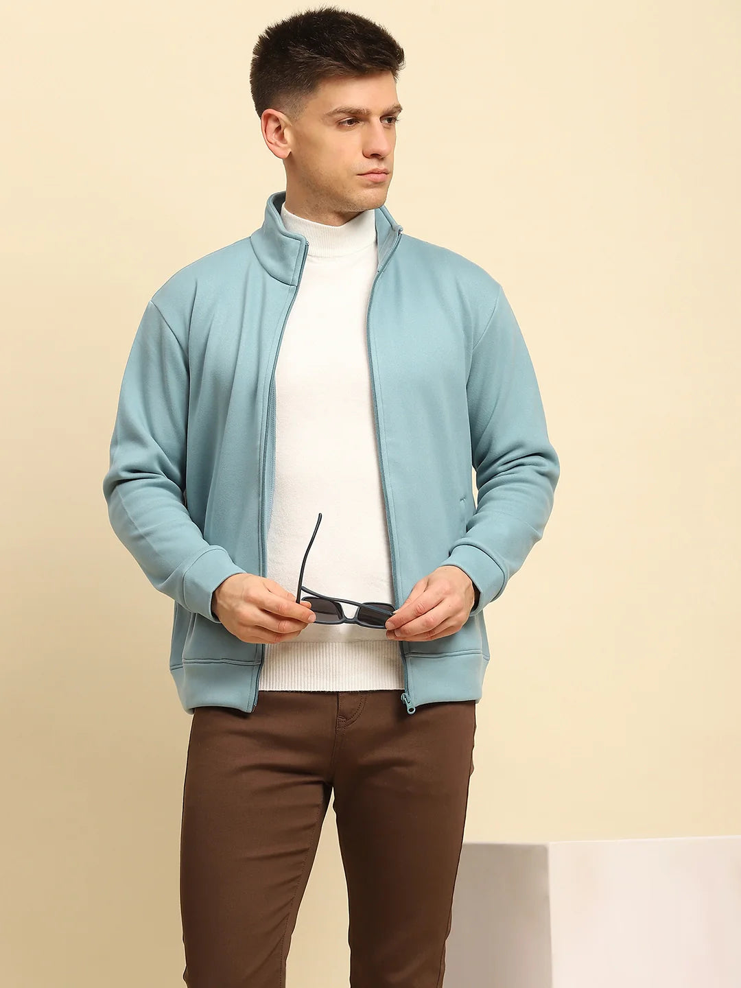 Blue Ploy Blend Solid Sweatshirt - Global Republic