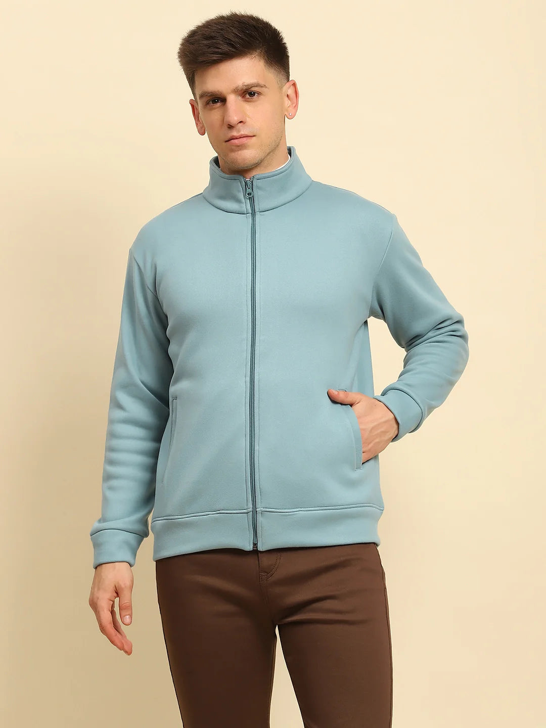 Blue Ploy Blend Solid Sweatshirt - Global Republic