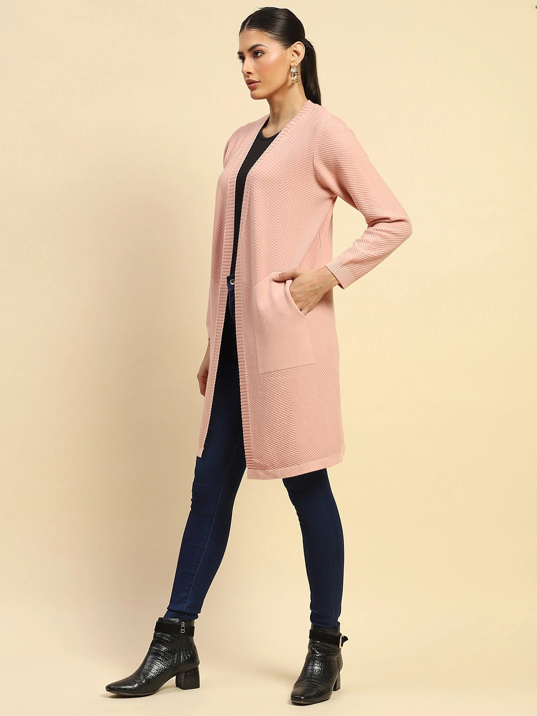 Pink Viscose Loose Fit Winter Shrug - Global Republic
