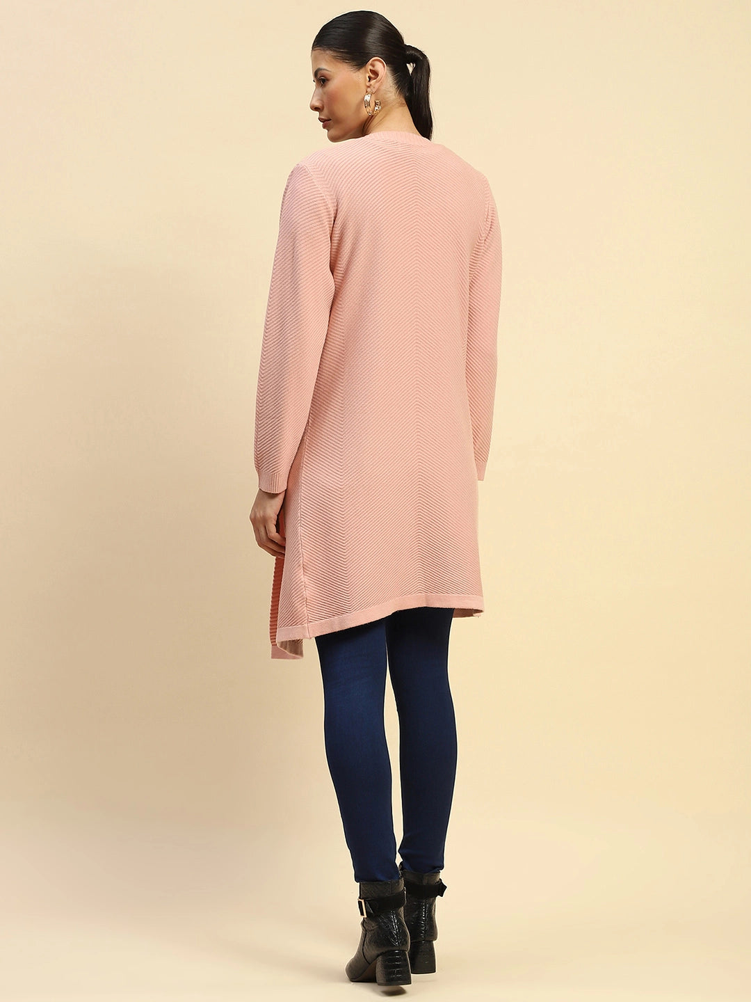Pink Viscose Loose Fit Winter Shrug - Global Republic