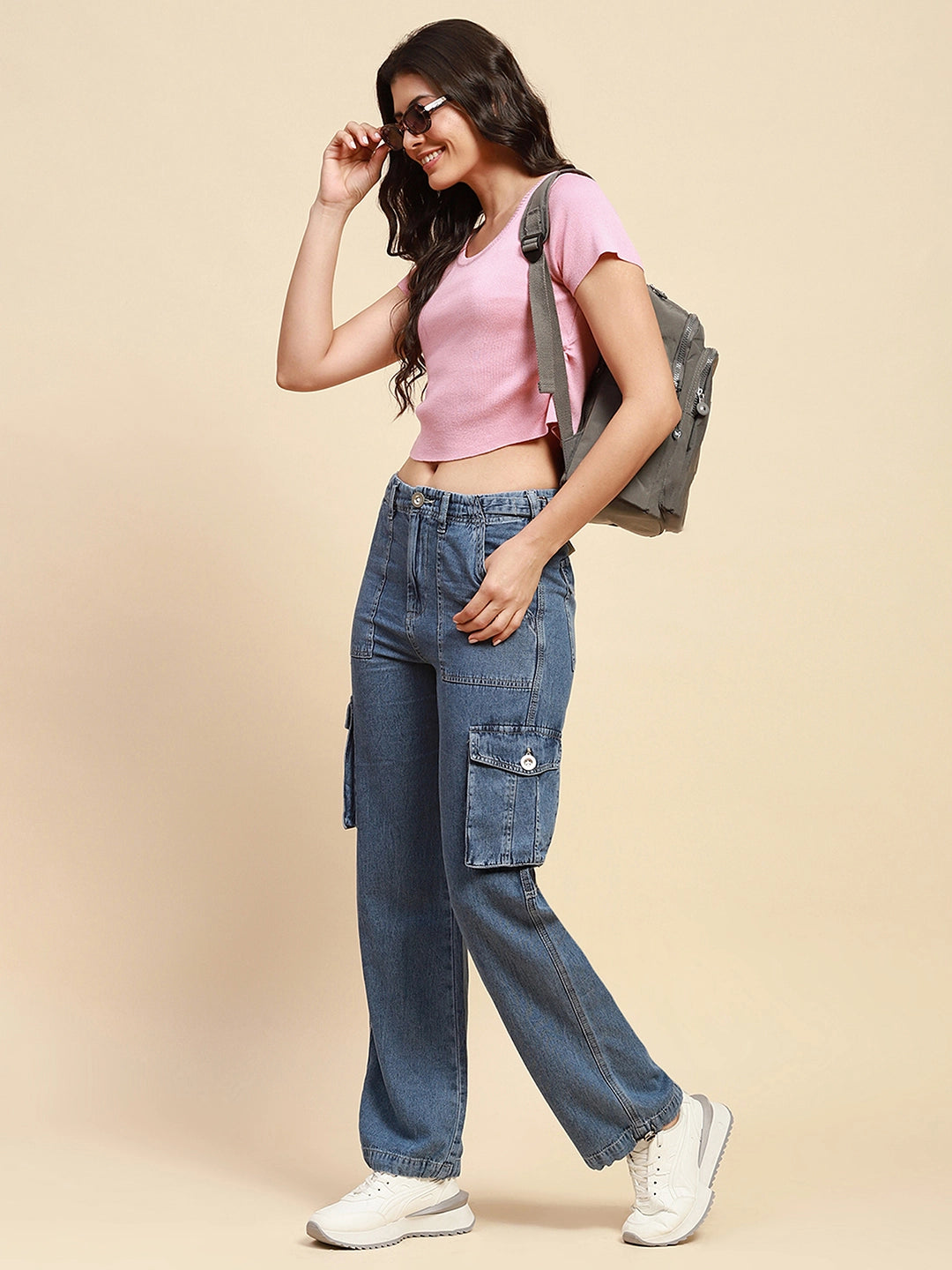 Pink Viscose Blend Crop Top - Global Republic