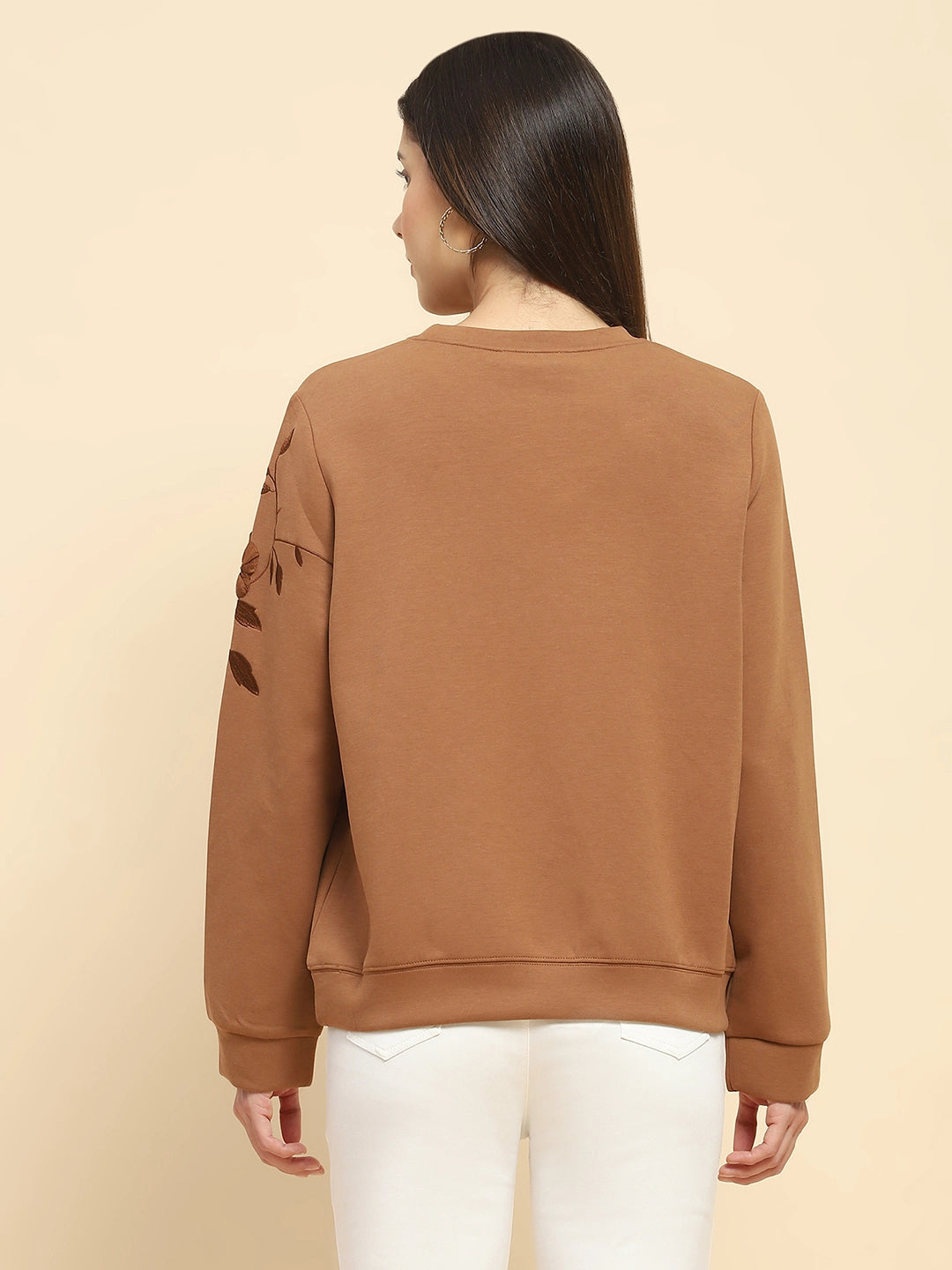 Brown Embroidered Sweatshirt - Global Republic