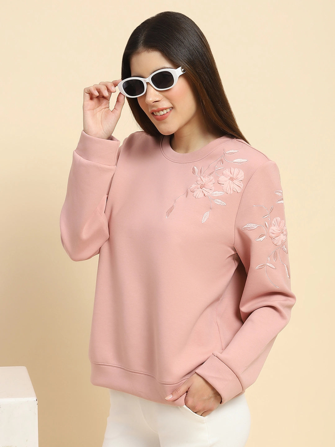 Pink Embroidered Sweatshirt - Global Republic