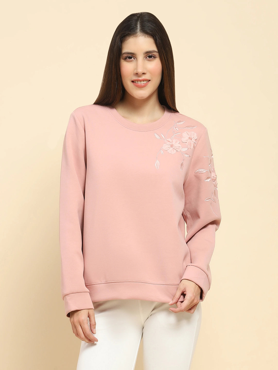 Pink Embroidered Sweatshirt - Global Republic