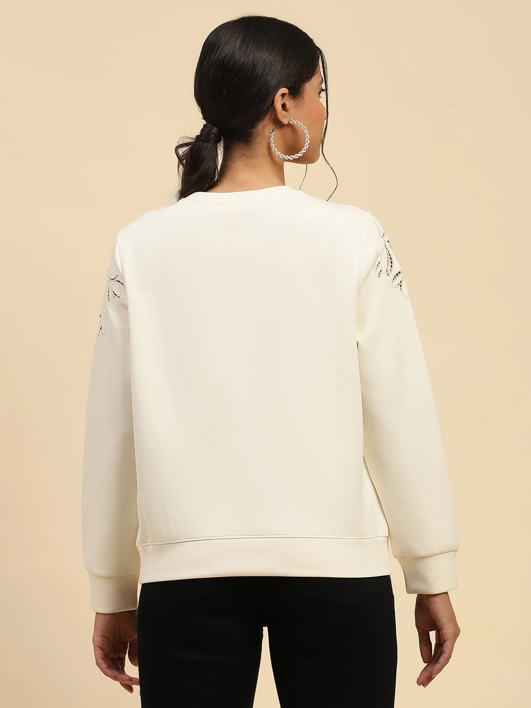 White Cut Work  Sweatshirt - Global Republic