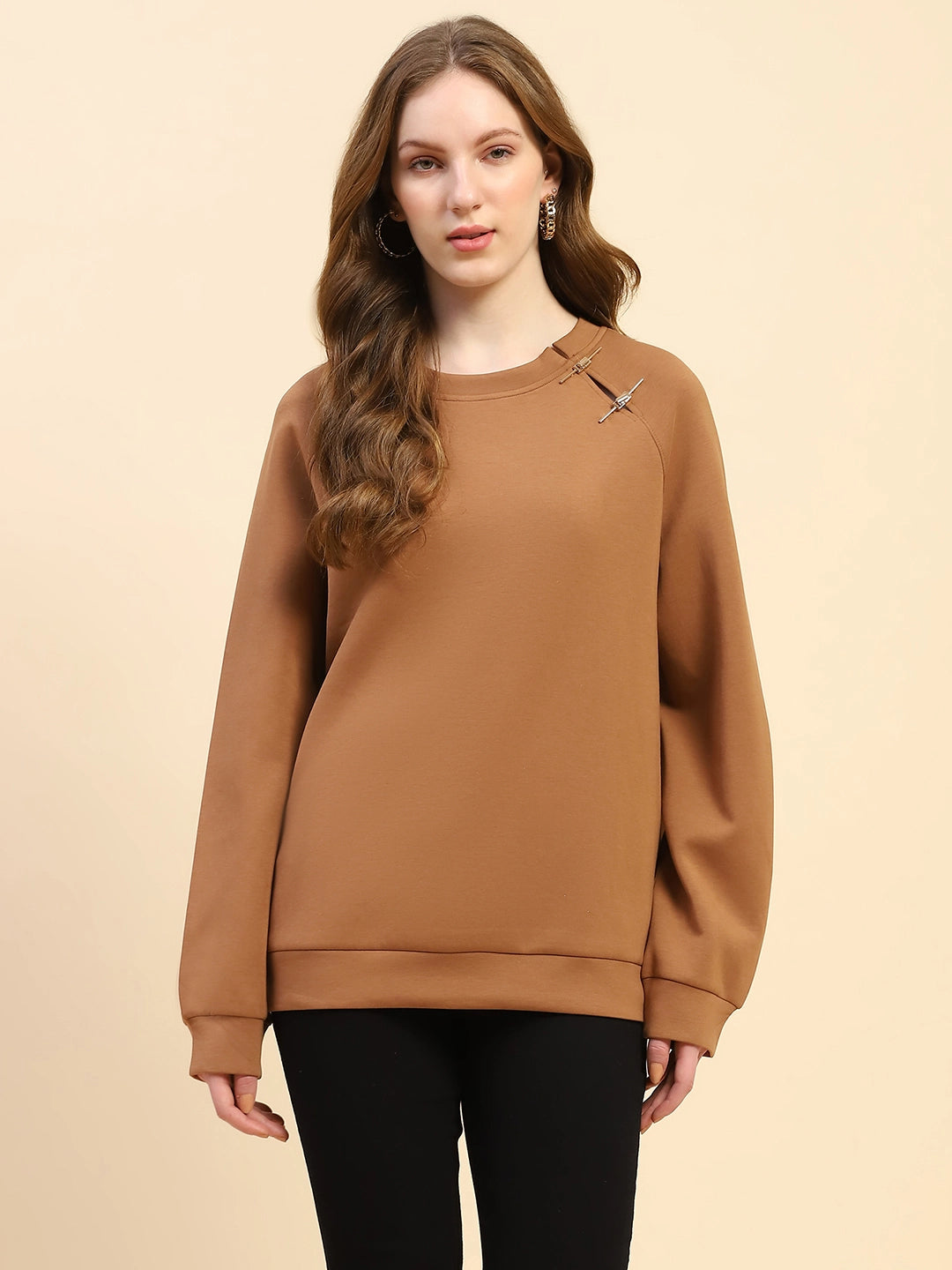 Brown Back Embroidered Loose Fit Sweatshirt - Global Republic
