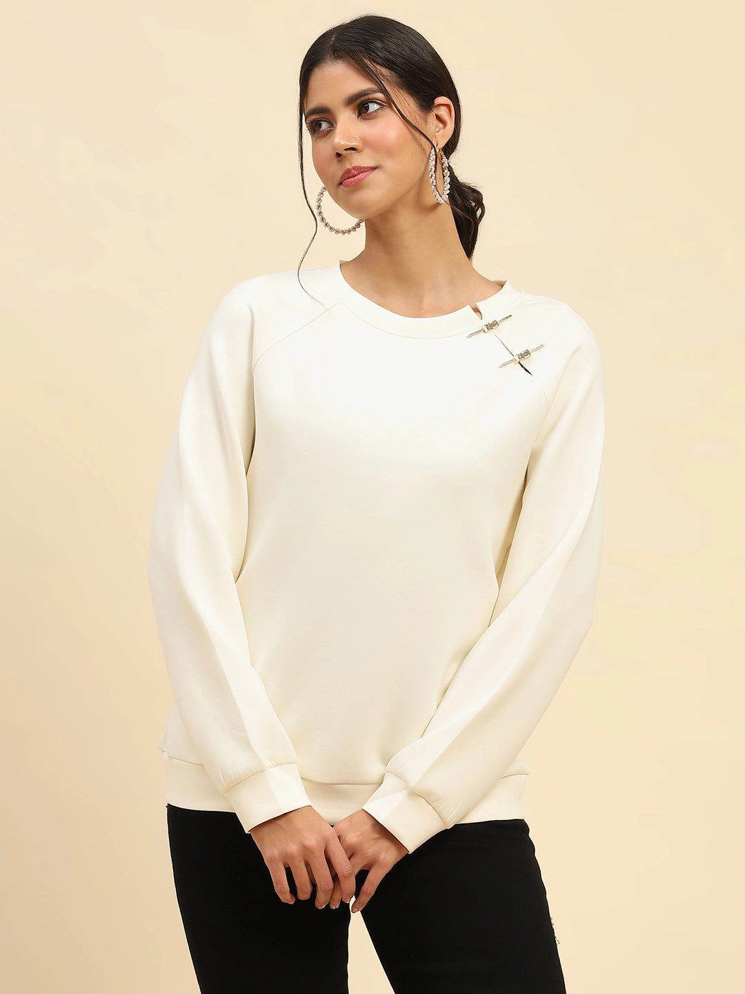 White Back Embroidered Relaxed Fit Sweatshirt - Global Republic
