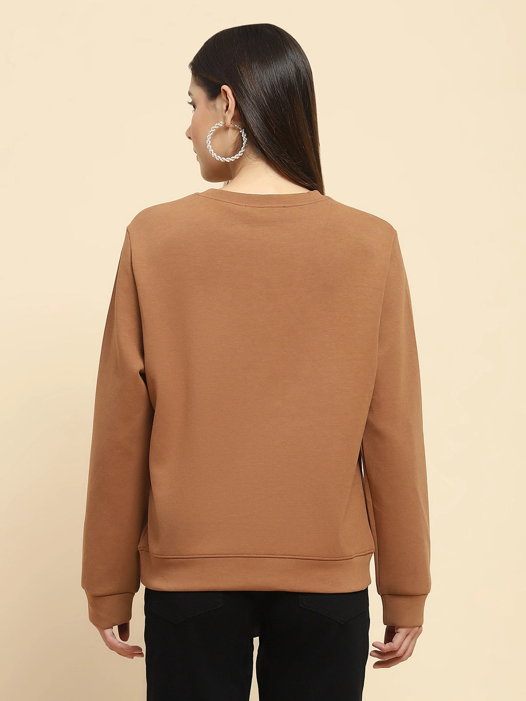 Brown Embellished Sweatshirt - Global Republic