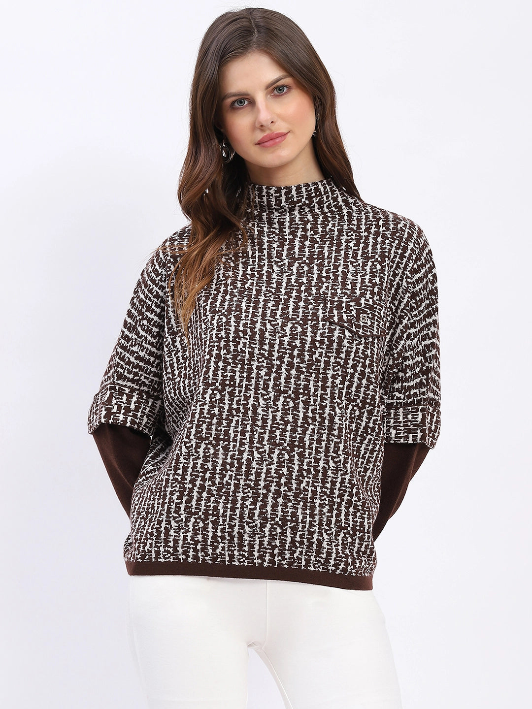 Batwing Sleeve Wool-Blend Pullover - Global Republic