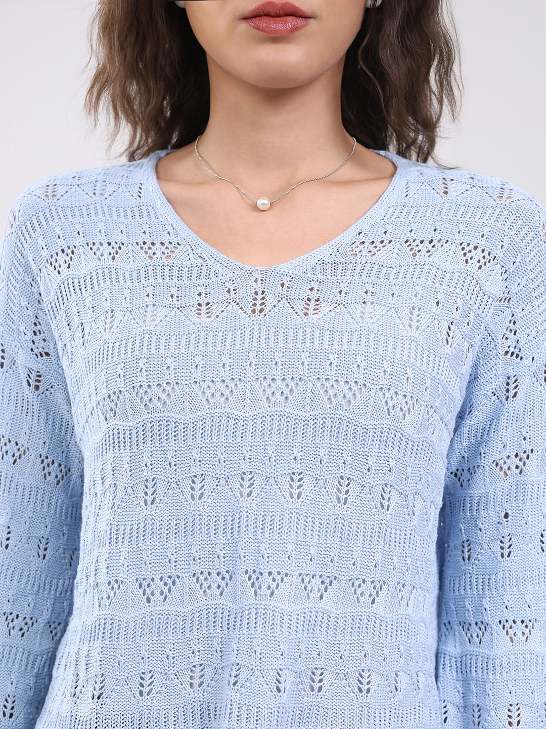 Blue Crochet Bell Sleeve Top - Global Republic