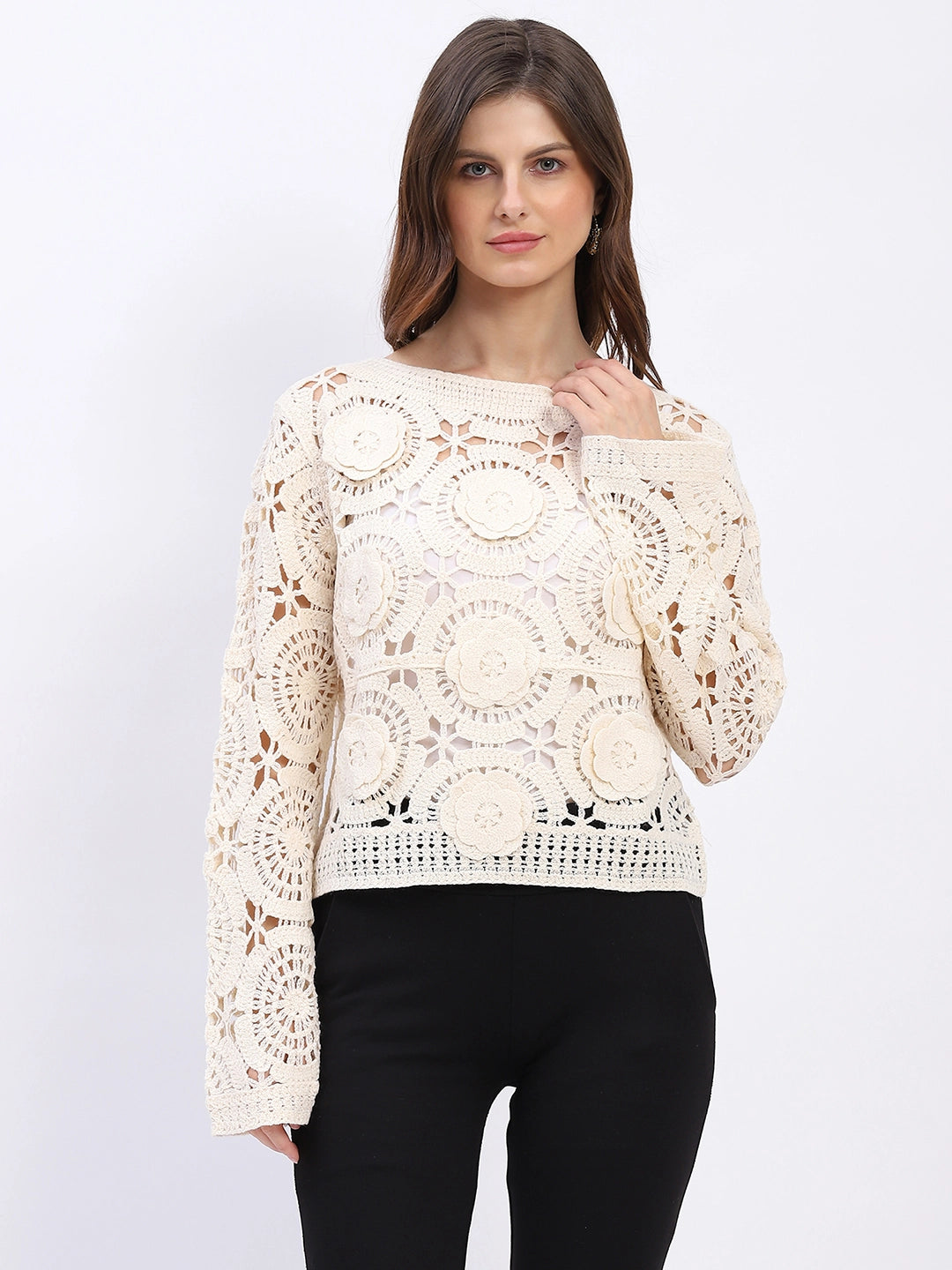 Floral Crochet Woven Top - Global Republic