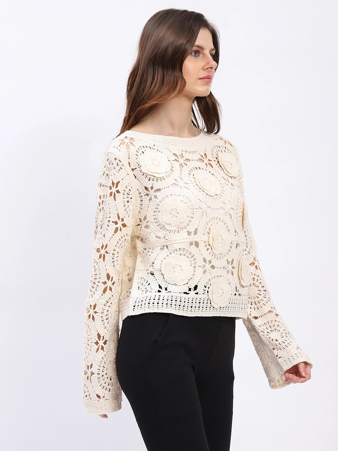 Floral Crochet Woven Top - Global Republic