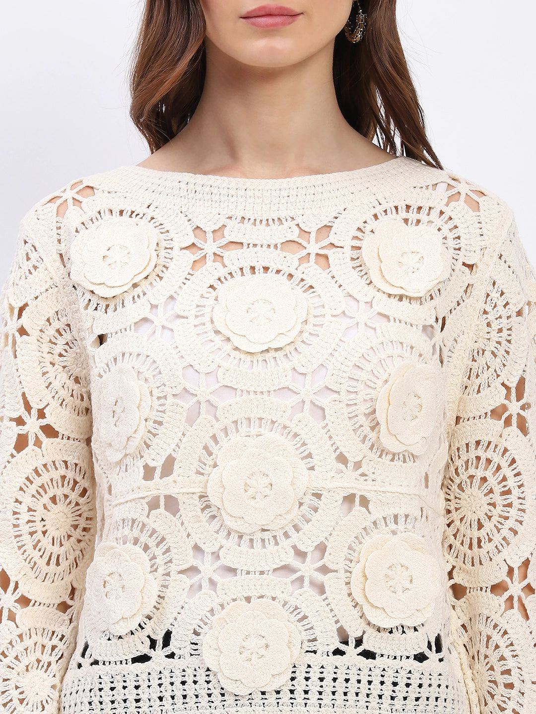 Floral Crochet Woven Top - Global Republic