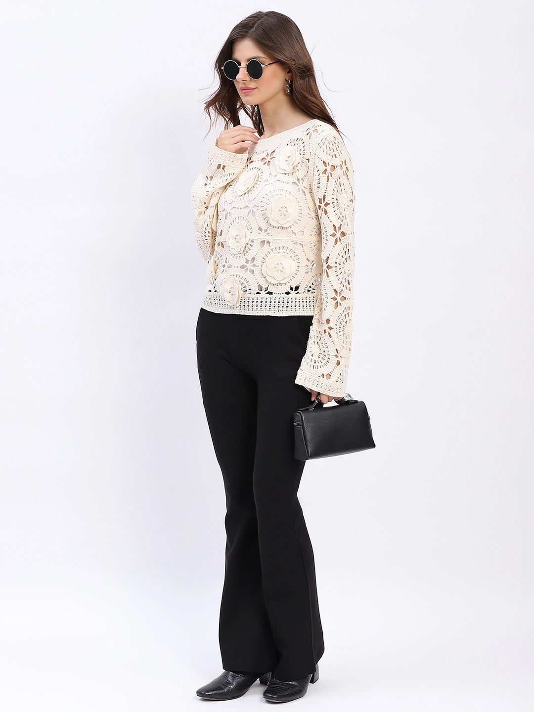 Floral Crochet Woven Top - Global Republic