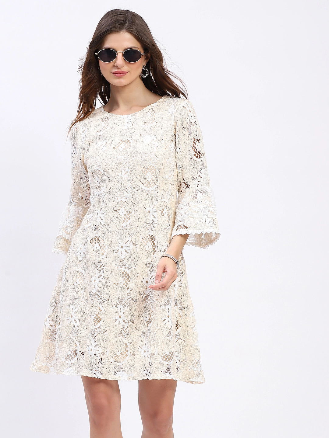 Floral Embroidered A-Line Dress - Global Republic