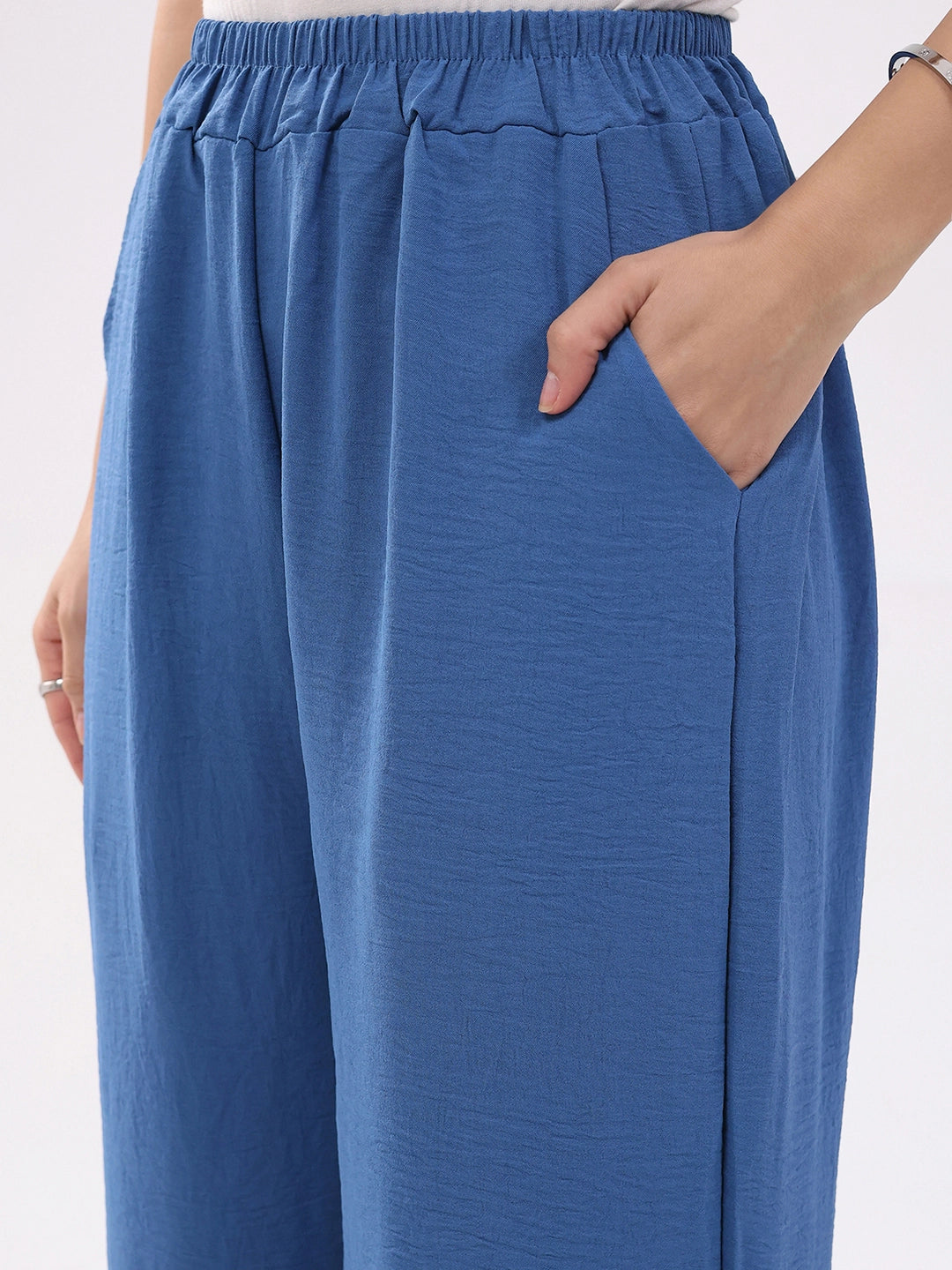 Blue Printed Rayon Blend Loungewear - Global Republic