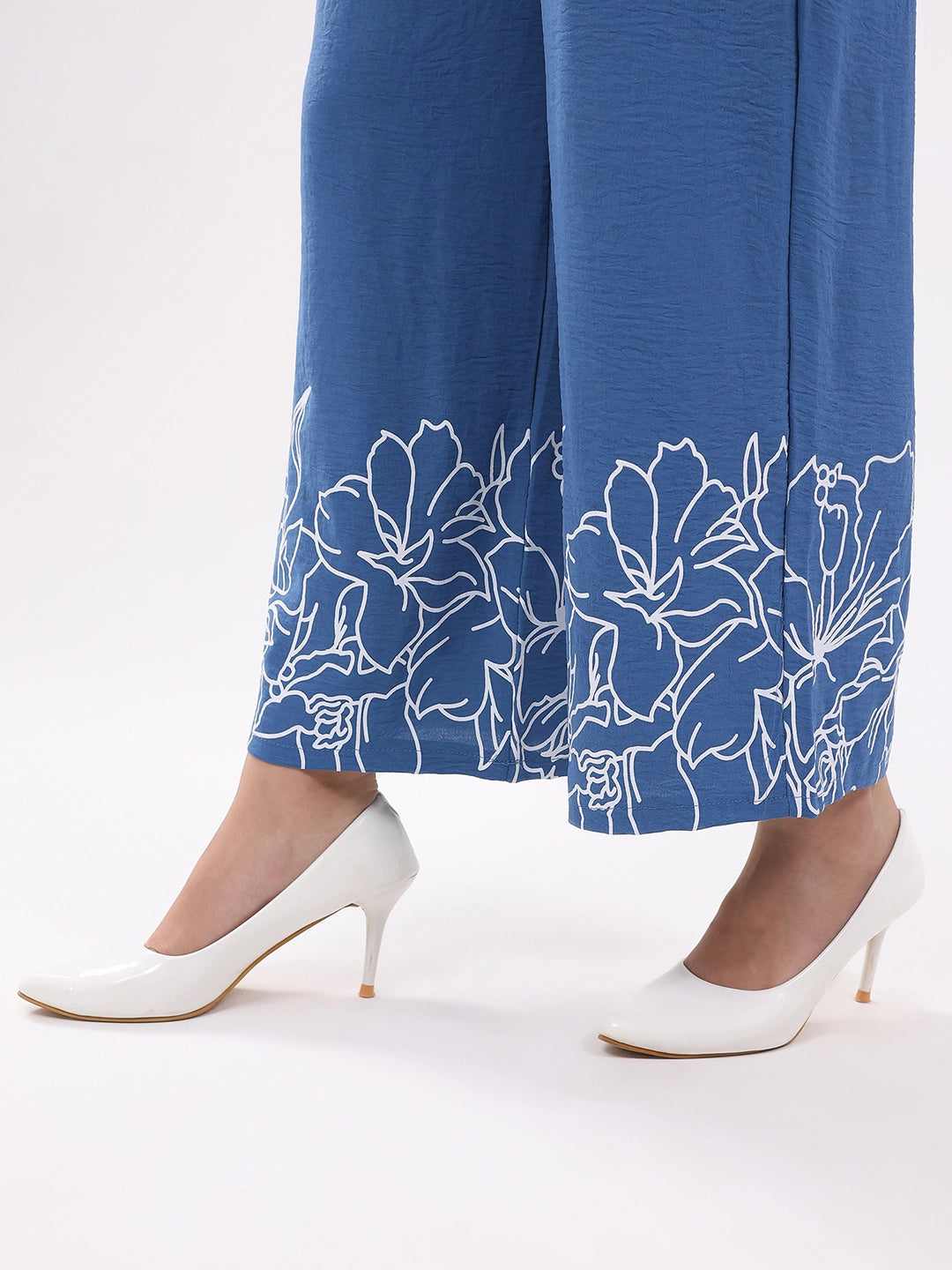 Blue Printed Rayon Blend Loungewear - Global Republic