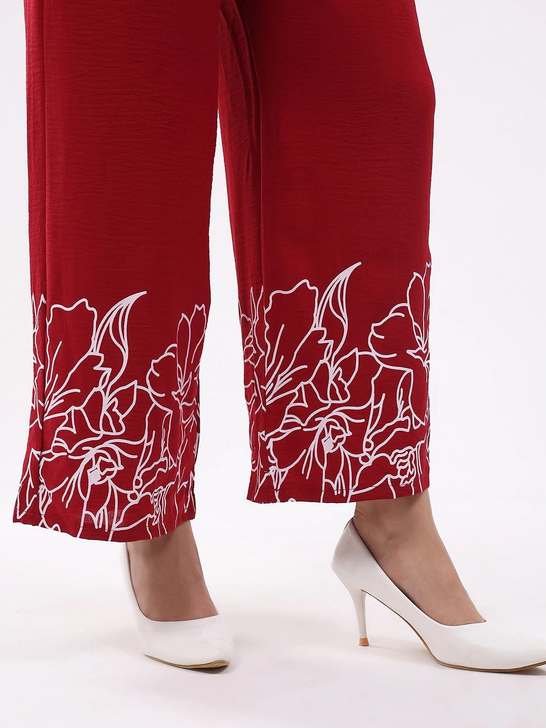 Magenta Printed Rayon Blend Loungewear - Global Republic