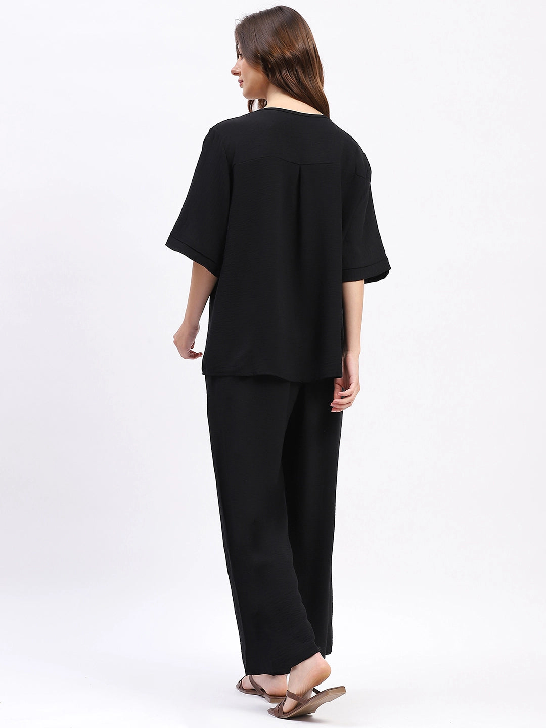 Embroidered Yoke Rayon Co-ord Set - Global Republic