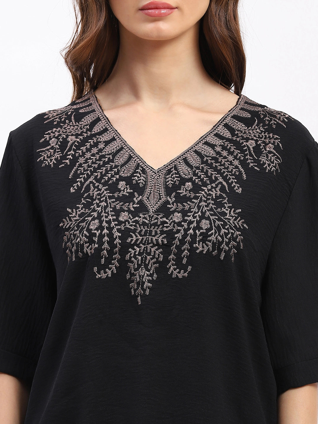 Embroidered Yoke Rayon Co-ord Set - Global Republic