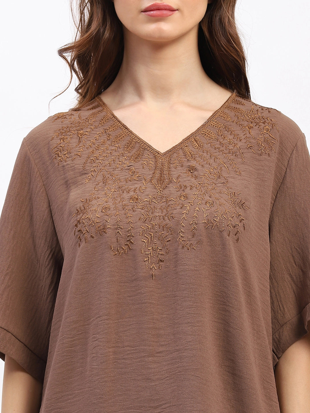 Embroidered Yoke Rayon Co-ord Set - Global Republic