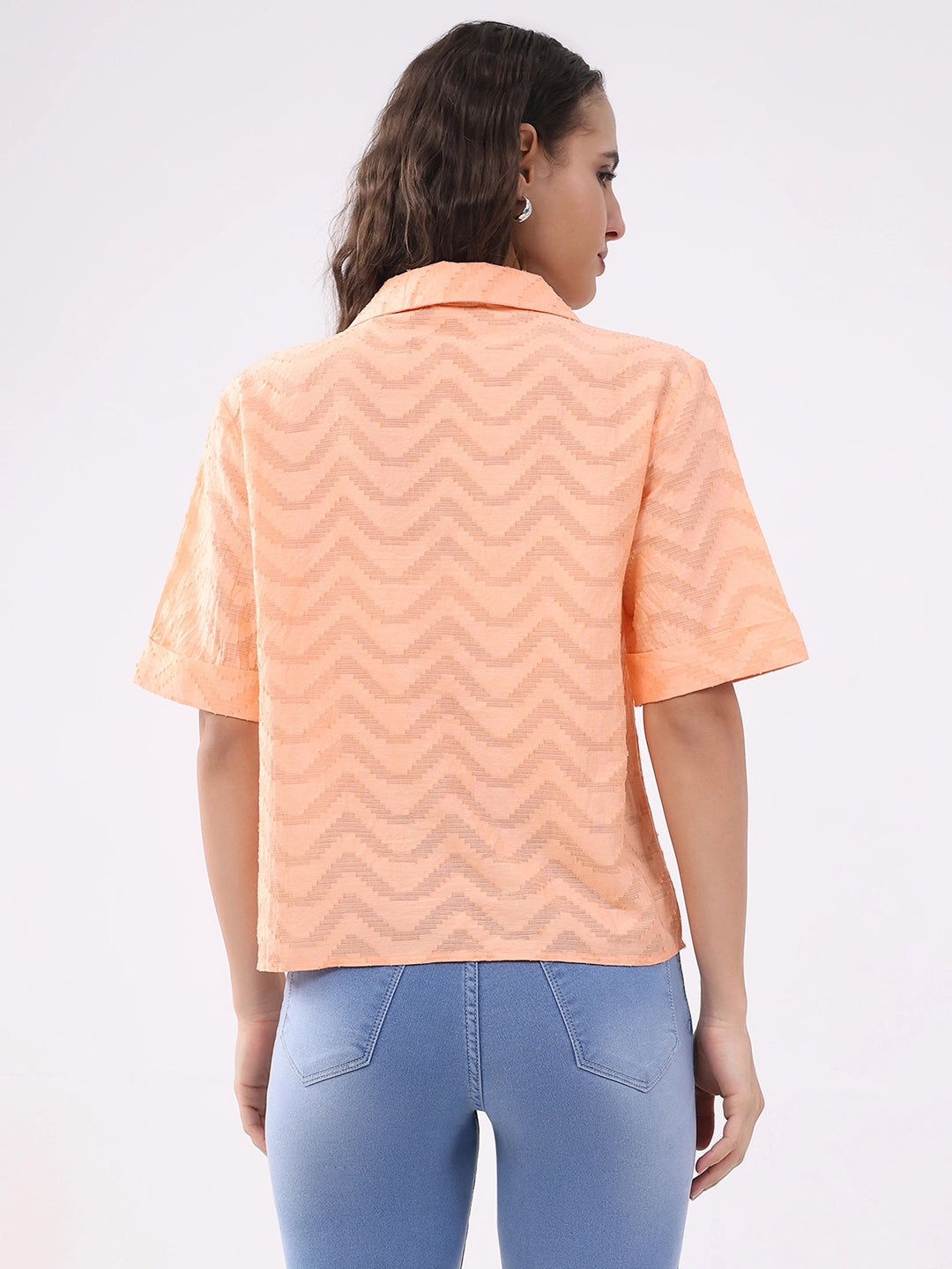 Peach Blouson Dobby Cotton Top - Global Republic