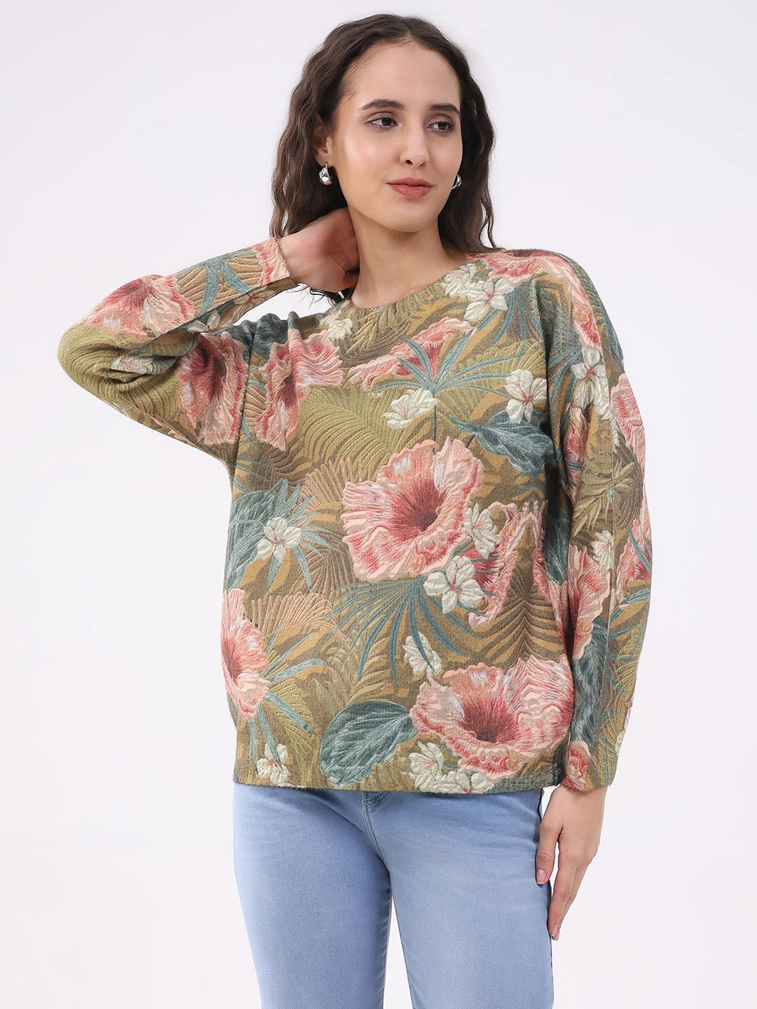 Floral Relaxed Fit Winter Pullover - Global Republic