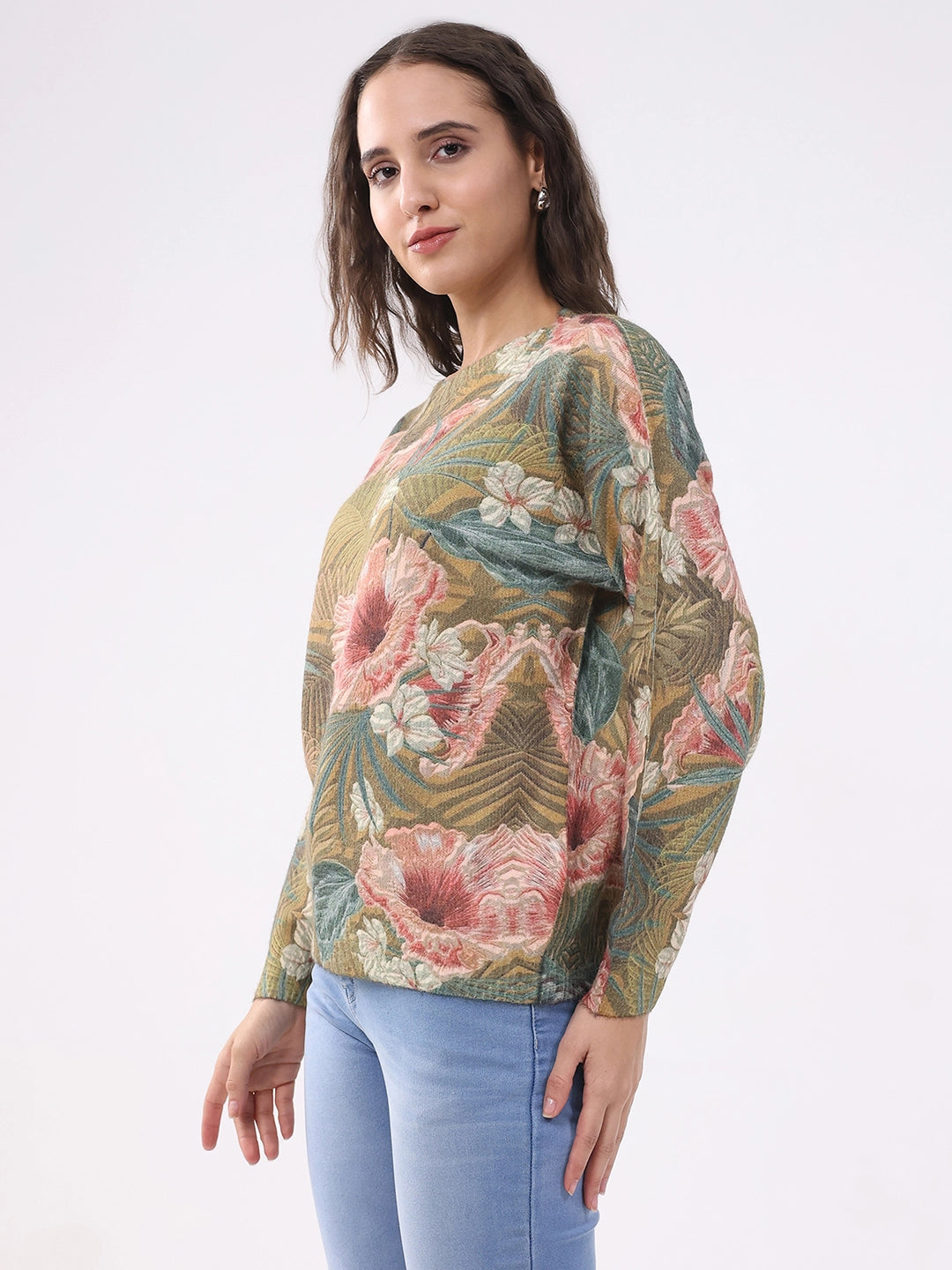 Floral Relaxed Fit Winter Pullover - Global Republic