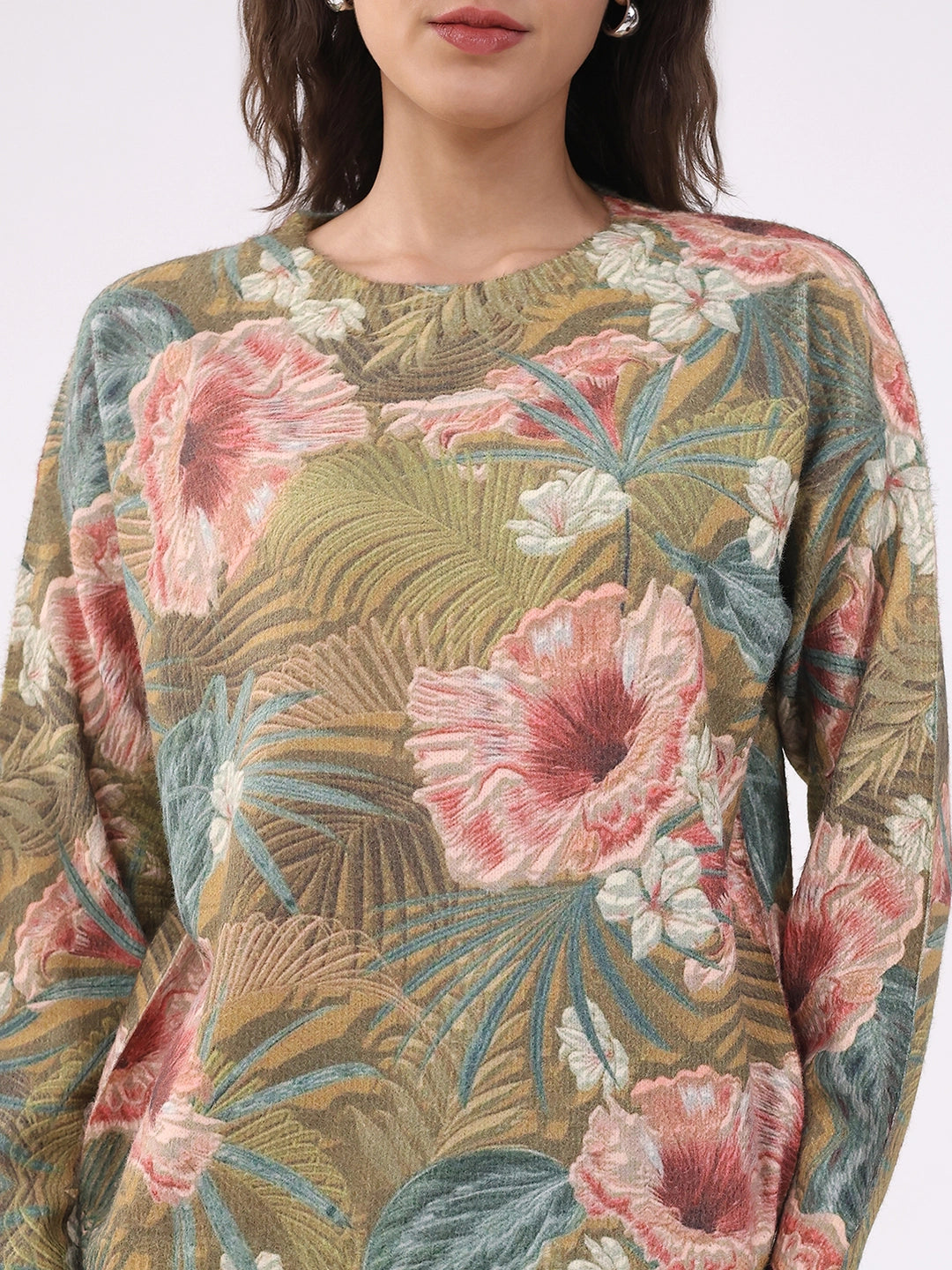 Floral Relaxed Fit Winter Pullover - Global Republic