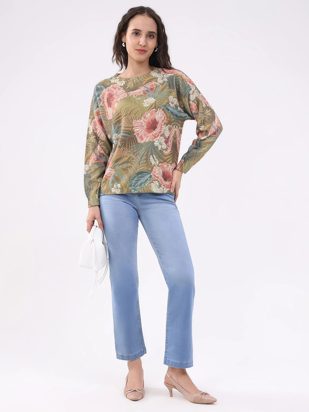 Floral Relaxed Fit Winter Pullover - Global Republic