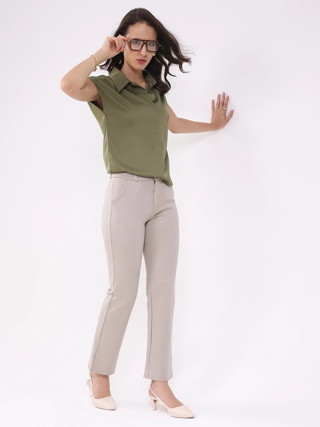 Fawn Straight Cotton Spandex Trousers - Global Republic