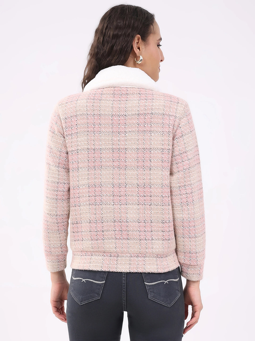 Pink Checked Woven Shacket - Global Republic