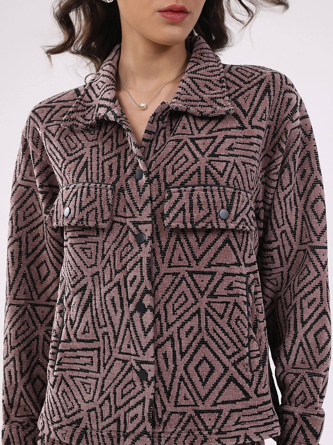 Mauve Wool Blend Winter Co-ord Set - Global Republic