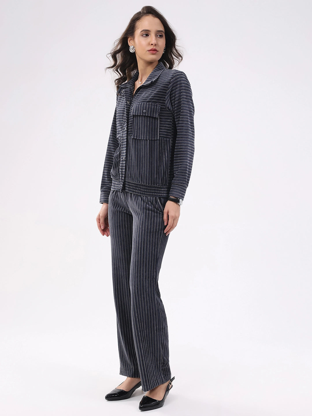 Blue Striped Winter Co-ord Set - Global Republic