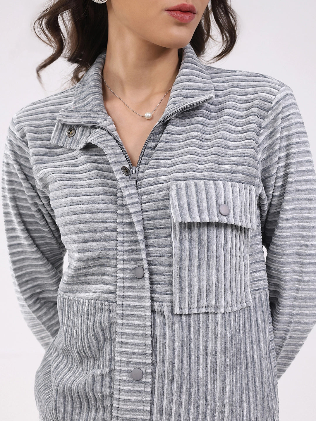 Grey Striped Winter Co-ord Set - Global Republic