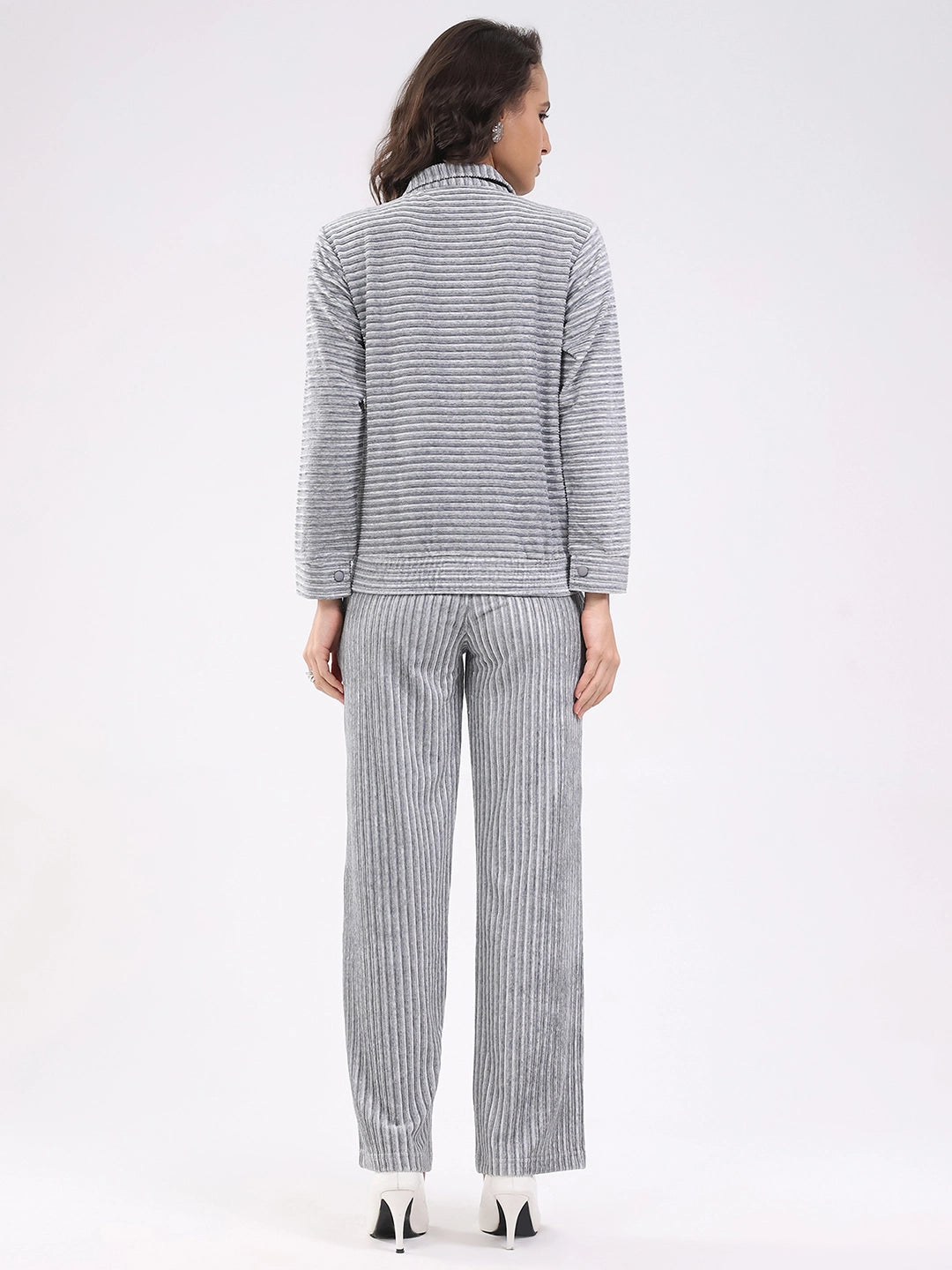 Grey Striped Winter Co-ord Set - Global Republic
